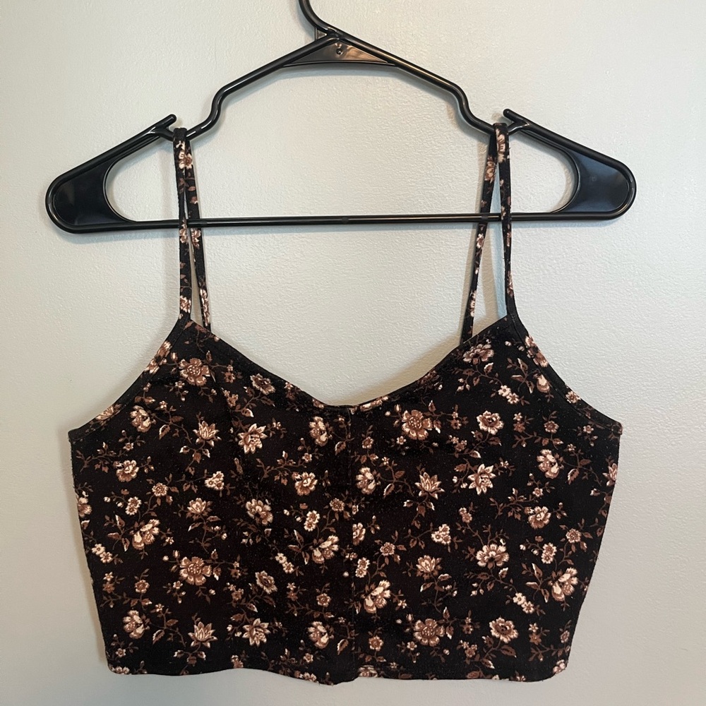 Brown Floral Tank Top